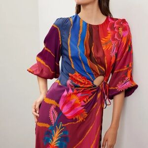 FARM Rio vintage wave cutout midi dress worn once